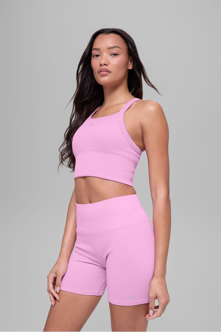 Top Seamless Ribbed Favorite Candy Heart Pink - Alo Yoga