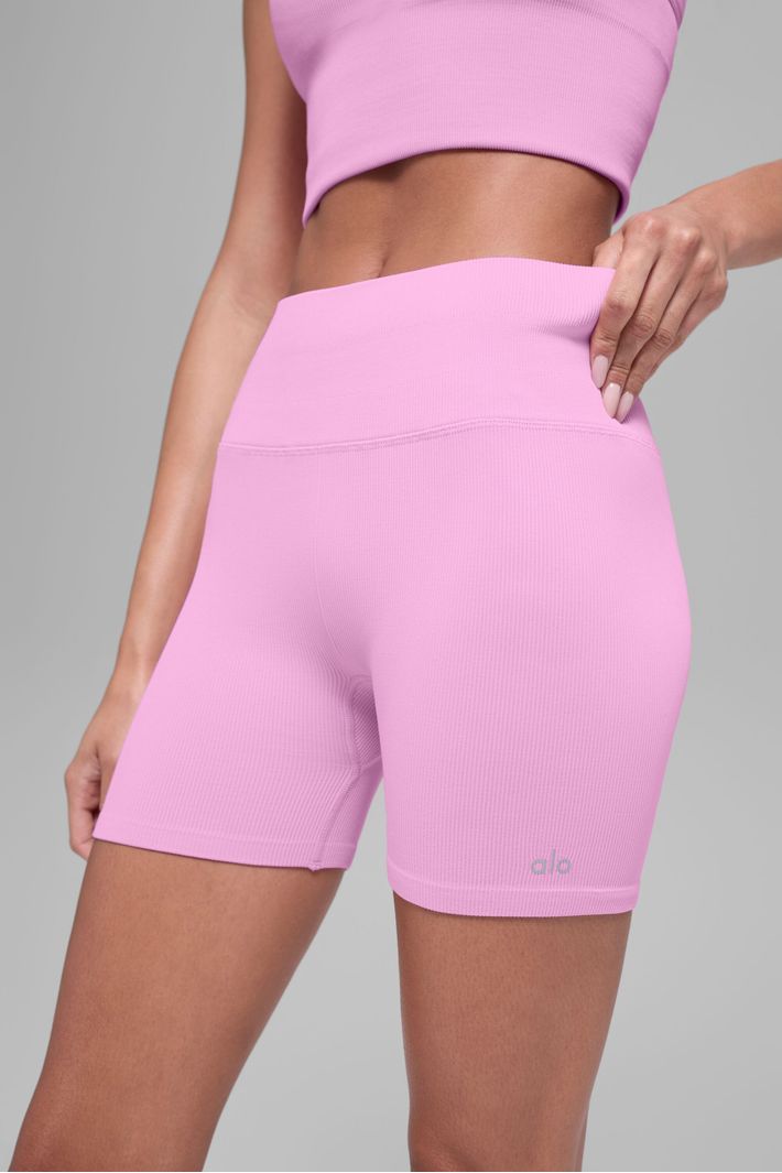 Shorts Seamless Ribbed Favorite Candy Heart Pink - Alo Yoga