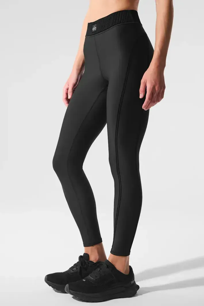 Legging Airlift Highwaist 7/8 Line Up Black - Alo Yoga