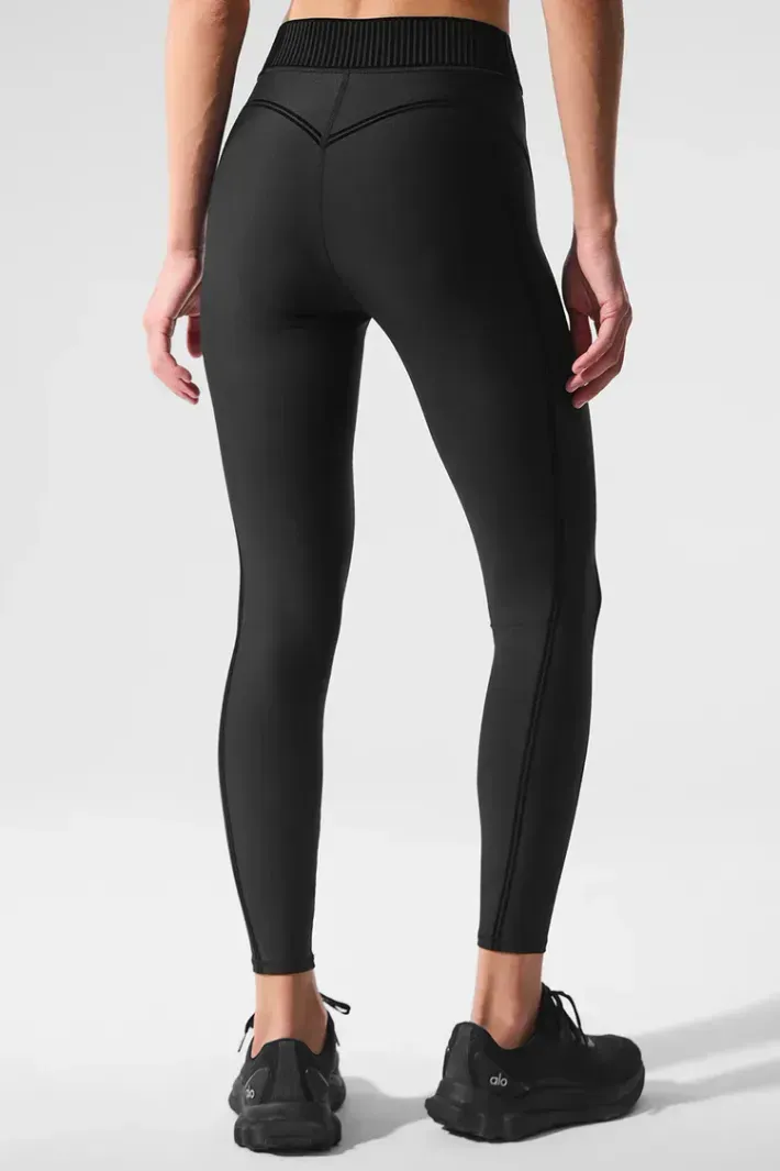 Legging Airlift Highwaist 7/8 Line Up Black - Alo Yoga