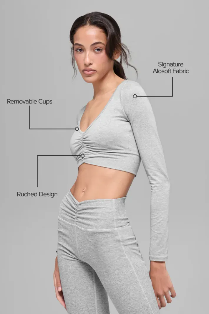 Top Alosoft Intuition Manga Longa Athletic Heather Grey - Alo Yoga