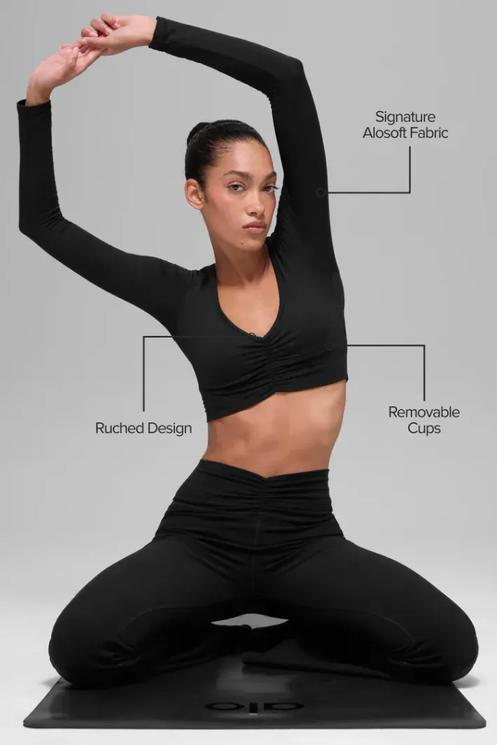 Top Alosoft Intuition Manga Longa Black - Alo Yoga