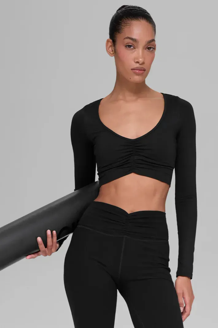 Top Alosoft Intuition Manga Longa Black - Alo Yoga