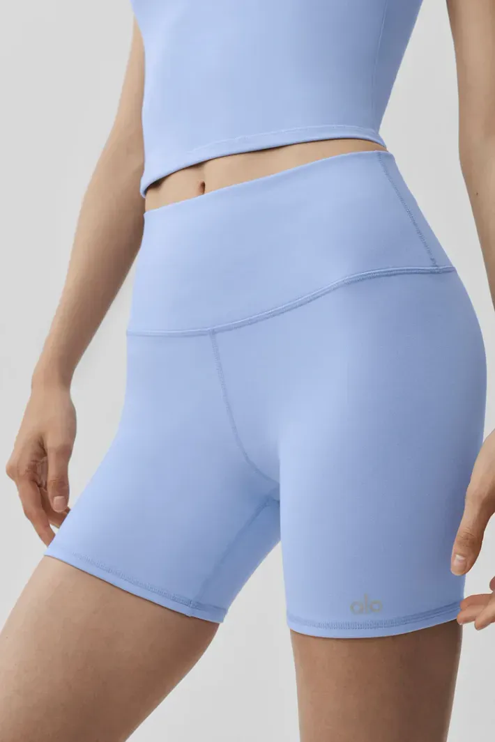 Shorts Airbrush Highwaist 5 Biker Light Provence Blue - Alo Yoga