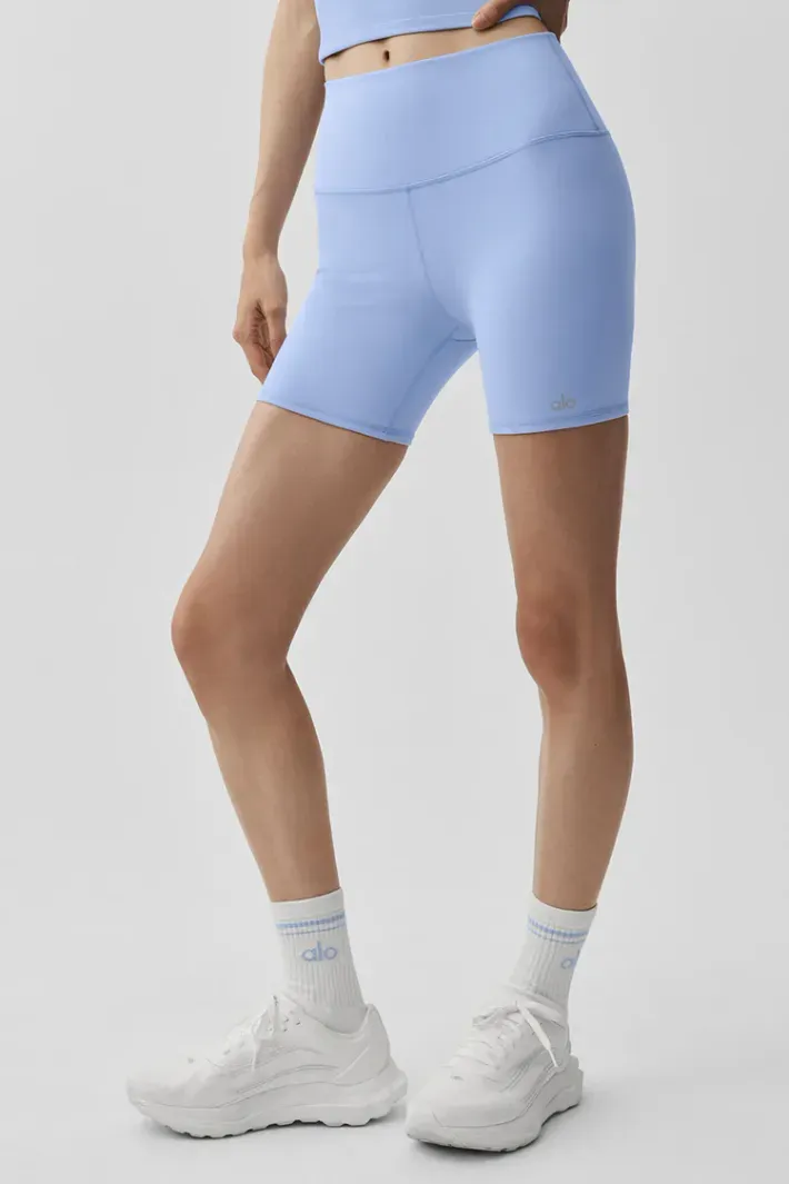 Shorts Airbrush Highwaist 5 Biker Light Provence Blue - Alo Yoga
