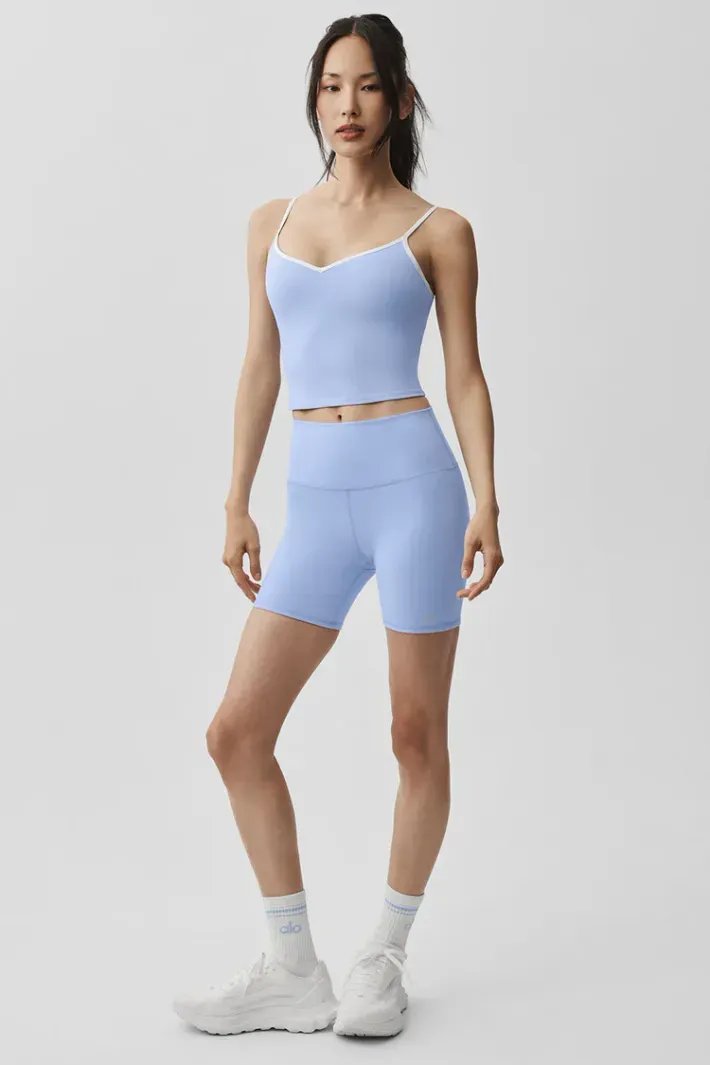Shorts Airbrush Highwaist 5 Biker Light Provence Blue - Alo Yoga