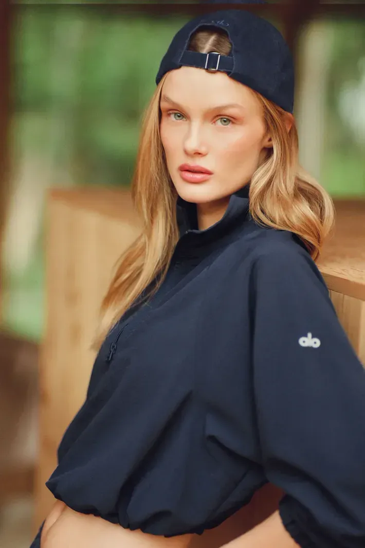 Casaco Cropped 1/4 Zip Alumni Navy - Alo Yoga