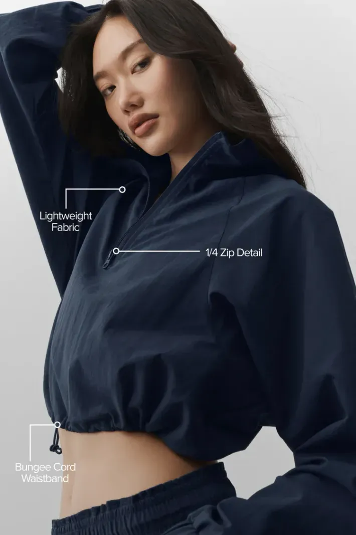 Casaco Cropped 1/4 Zip Alumni Navy - Alo Yoga