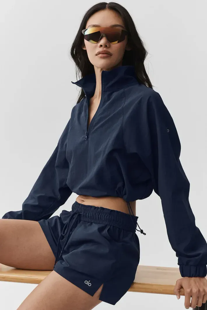 Casaco Cropped 1/4 Zip Alumni Navy - Alo Yoga