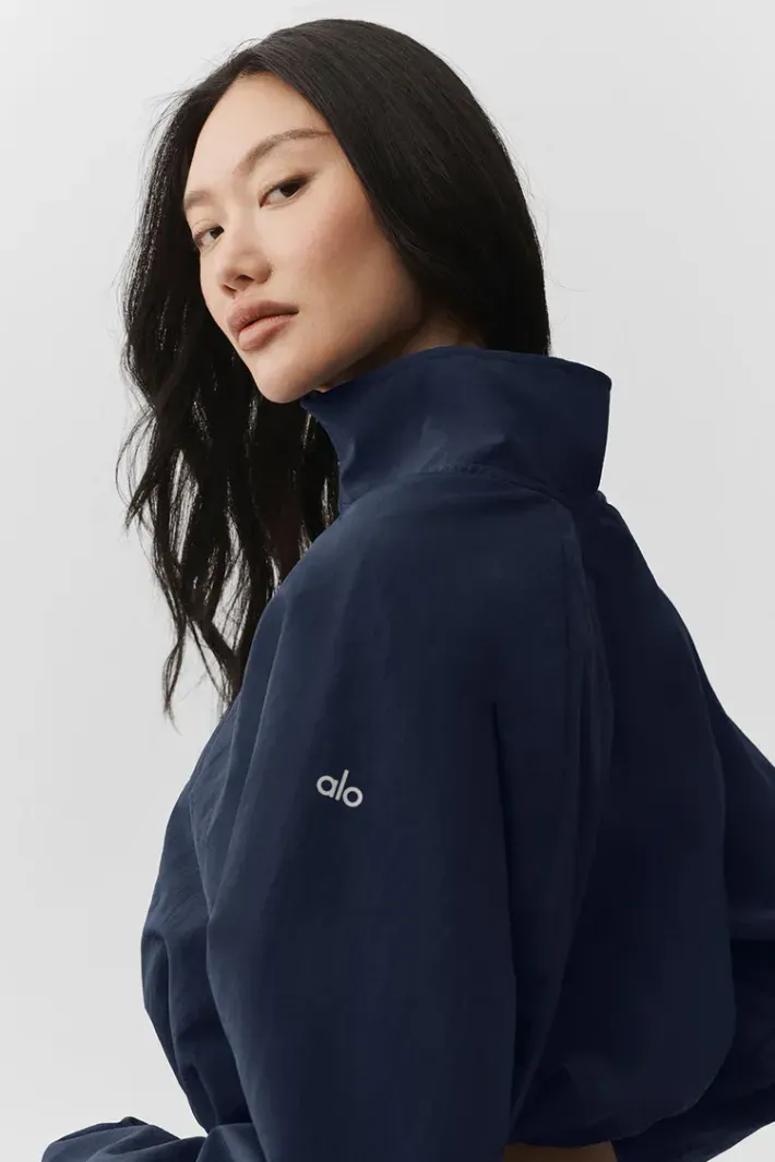 Casaco Cropped 1/4 Zip Alumni Navy - Alo Yoga