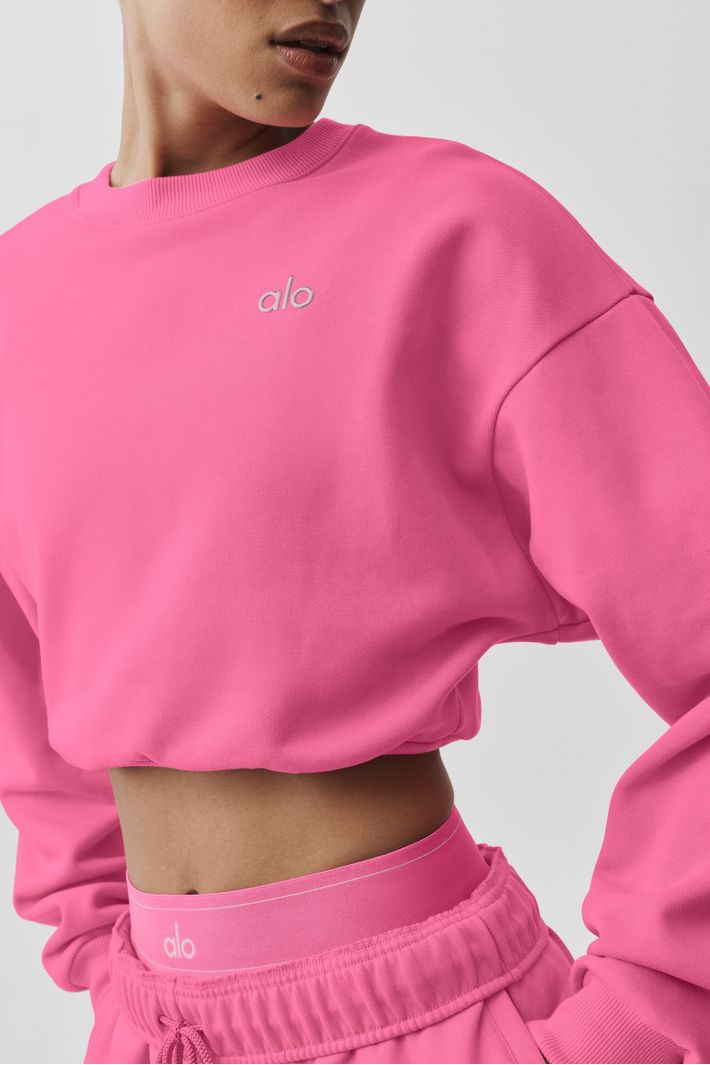 Moletom Cropped Accolade Crewneck Paradise Pink - Alo Yoga