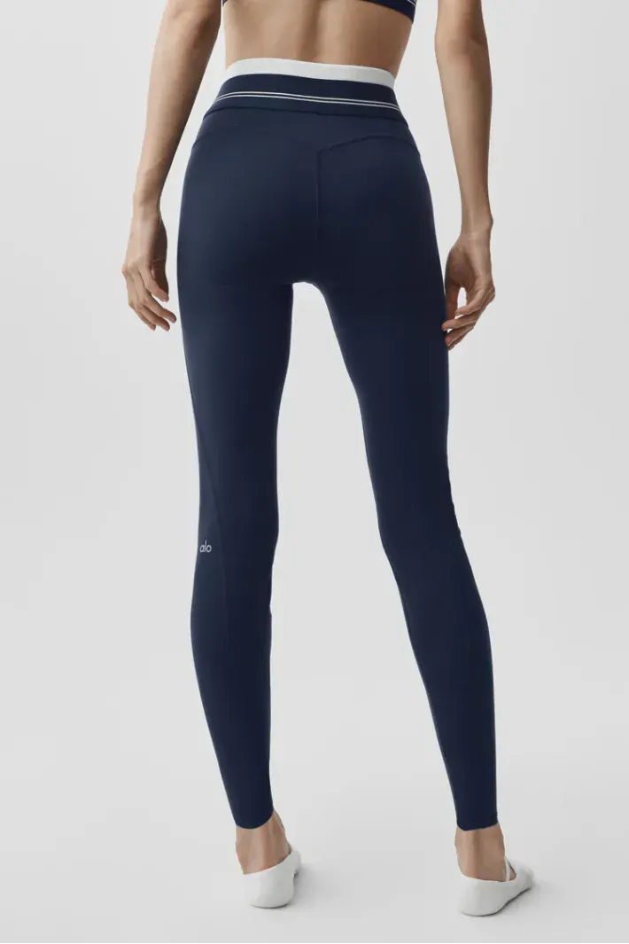 Alo Yoga AIRBRUSH レギンス XS ネイビー Legging Airbrush High Waist 7/8 Better Together Navy - Alo Yoga
