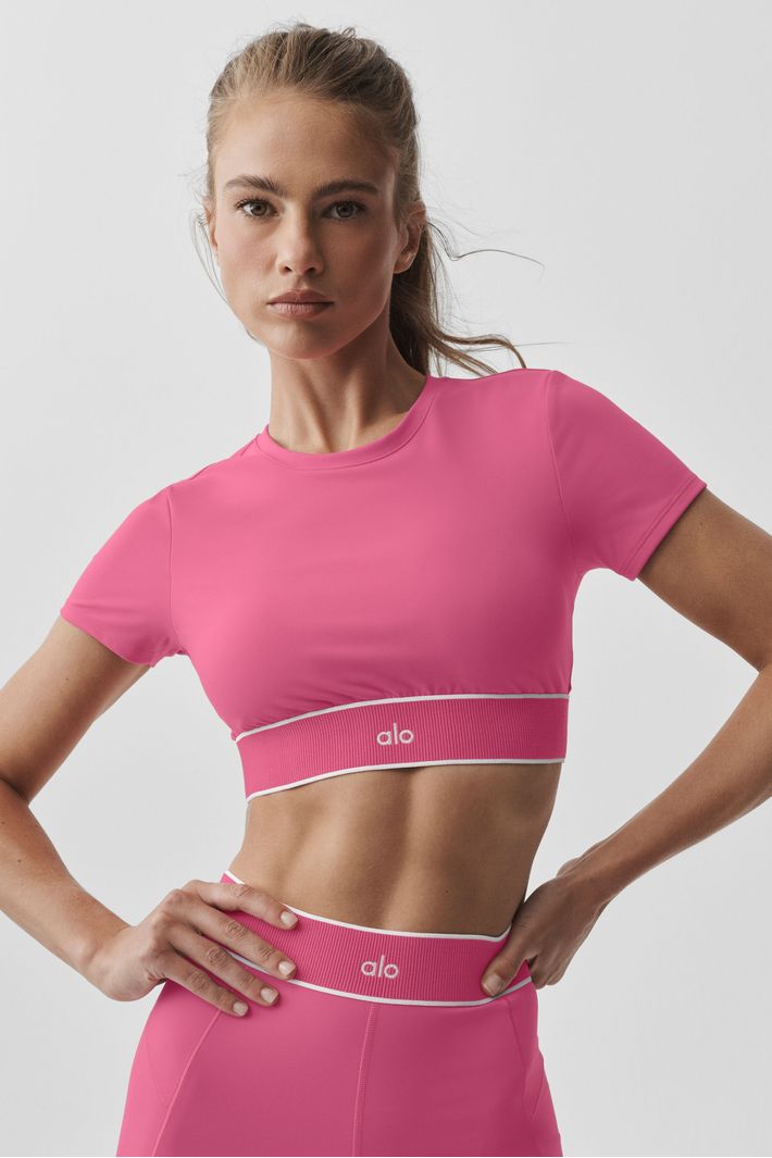 Blusa Softsculpt Amp It Up Manga Curta Paradise Pink - Alo Yoga