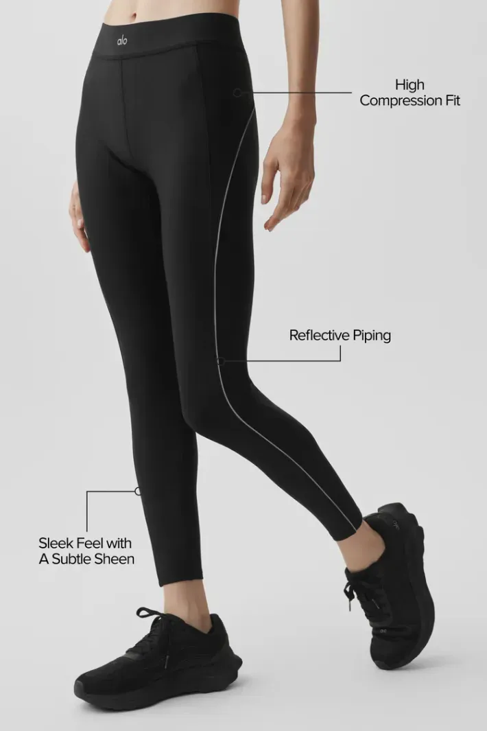 Legging Airlift Highwaist 7/8 Speedwork Black - Alo Yoga