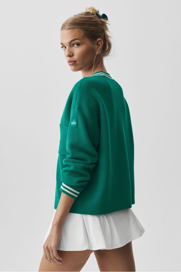 Cardigan Tennis Club Sweater Knit Emerald Isle - Alo Yoga