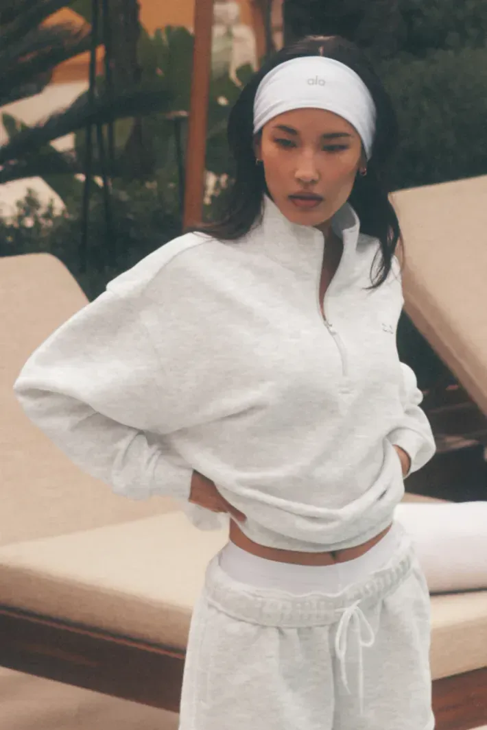 Moletom Accolade 1/4 Zip Pullover White Heather - Alo Yoga