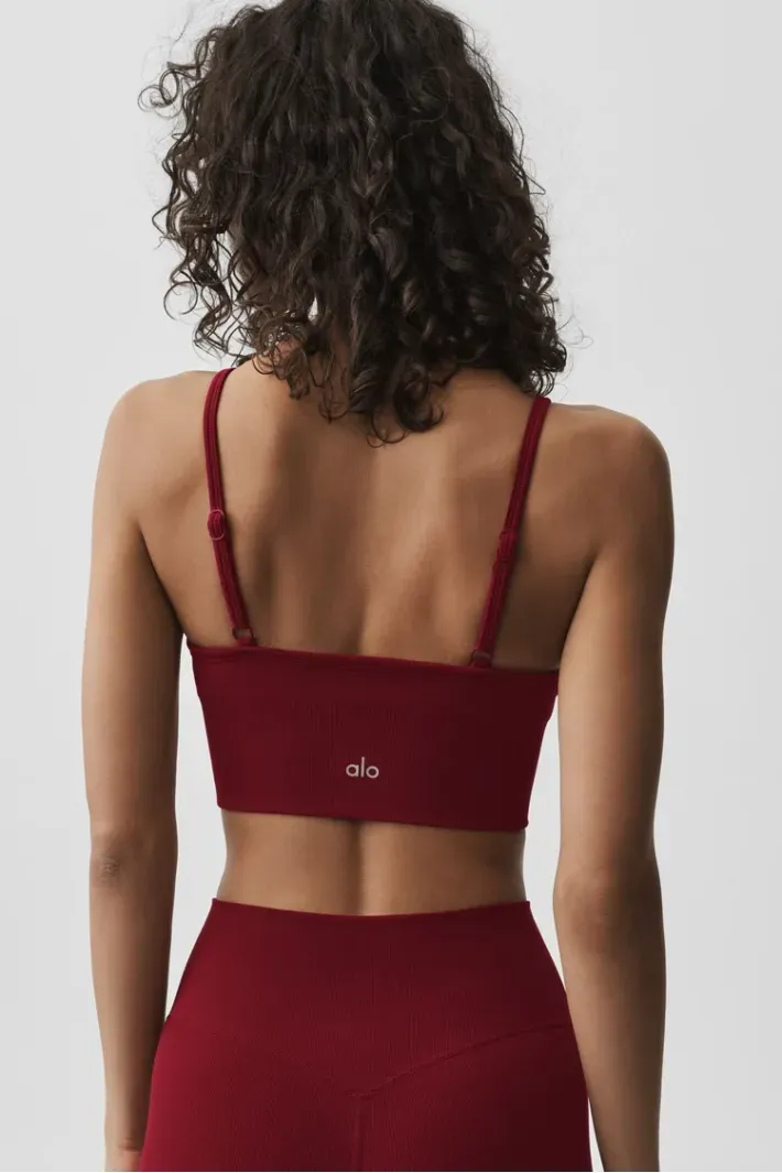 alo yoga チェリー柄 ボディスーツ M Top Seamless Modal Ribbed Delight Summer Romance Red - Alo Yoga